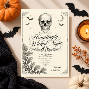 Invitación Calavera de Halloween Gótico Antiguo Fiesta de Cue