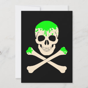 Invitación calavera de halloween huesos cruzados slime esquel