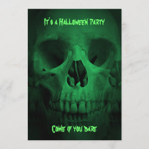 Invitación Calavera de la fiesta de Halloween verde
