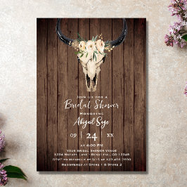 Invitación Calavera de vaca floral de Boho en ducha de novia 