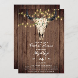 Invitación Calavera de vaca floral de Boho en ducha de novia 