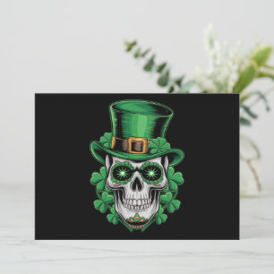 Invitación Calavera Día de San Patricio Afortunado Trébol de 