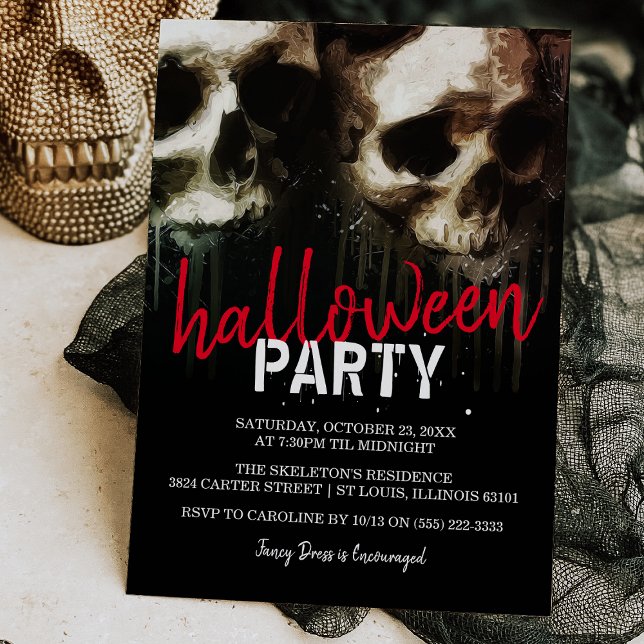 Invitación Calavera Embrujada Fiesta de Halloween (Subido por el creador)