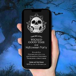 Invitación Calavera en Halloween negro