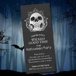 Invitación Calavera en Halloween negro