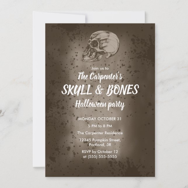 Invitación Calavera espeluznante para Halloween (Anverso)