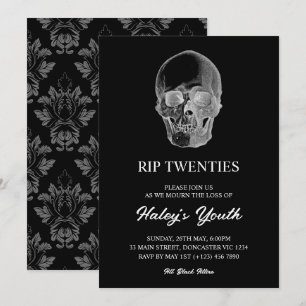 Invitación Calavera espeluznante RIP Veinteañero Cumpleaños d