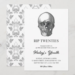 Invitación Calavera espeluznante RIP Veinteañero Cumpleaños d