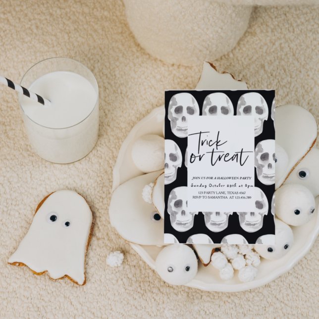 Invitación Calavera espeluznante truco o trato | Fiesta de Ha (Subido por el creador)