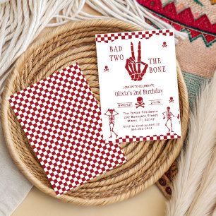 Invitación Calavera Esqueleto Malo hasta el Hueso Cumpleaños 