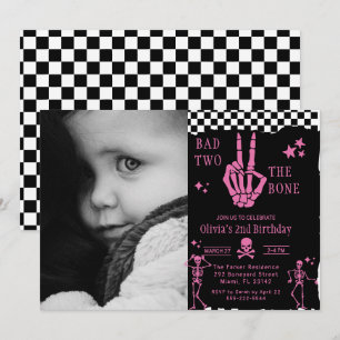 Invitación Calavera Esqueleto Malo hasta el hueso Cumpleaños 