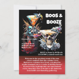 Invitación Calavera feliz hora cócteles espeluznantes florale