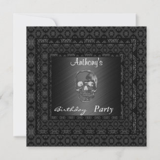 Invitación Calavera Fiesta de Cumpleaños 15  Negro