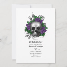 Invitación Calavera floral púrpura Ducha gótica nupcial