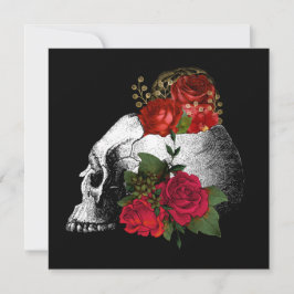 Invitación Calavera gótica N Rosas Fantasía oscura