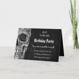 Invitación Calavera gótica QEPD en su fiesta de cumpleaños ne