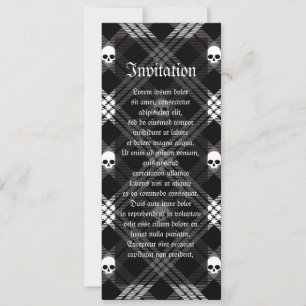 Invitación Calavera gótica Tartán Plaid