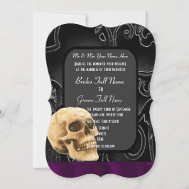 Invitación Calavera gótica y boda negro