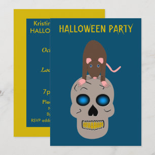 Invitación Calavera gótica y Personalizado de Rat Halloween