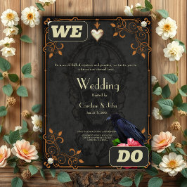 Invitación Calavera gótica y Raven.