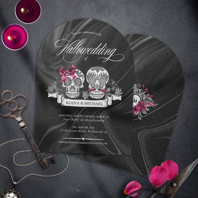 Invitación Calavera Halloween gótico Arco de Borgoña ID866 (Subido por el creador)