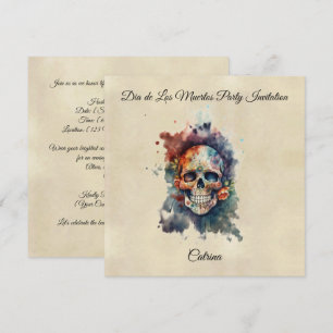 Invitación Calavera Hermosa Personalizada Día de Muertos Crán