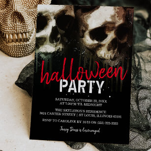 Invitación Calavera inquietante enfrenta fiesta de Halloween