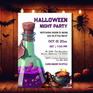 Invitación Calavera mágica poción de bruja gorra cráneo Hallo