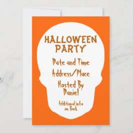 Invitación Calavera Naranja de calabaza mínima