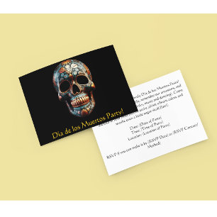 Invitación Calavera personalizada turquesa dorada del Día de