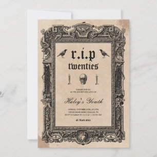 Invitación Calavera RIP Veinteañera Victoriana Cumpleaños 30