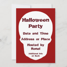 Invitación Calavera roja profunda corta silueta