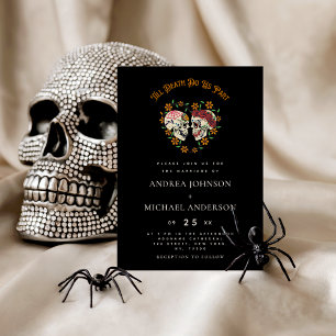 Invitación Calavera romántica de azúcar floral Dia de Los Mue