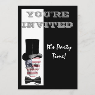 Invitación Calavera steampunk gótica patriótica americana