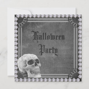Invitación Calavera y diamantes de doble cara Halloween