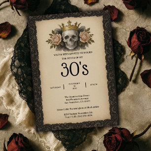 Invitación Calavera y Rosas Mueren por mi fiesta de cumpleaño