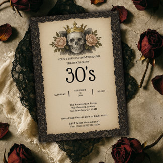 Invitación Calavera y Rosas Mueren por mi fiesta de cumpleaño