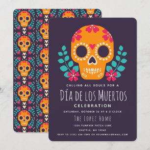Invitación Calaveras de Azúcar Celebración del Día de los Mue