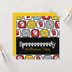 Invitación Calaveras de dibujos animados y huesos divertida f