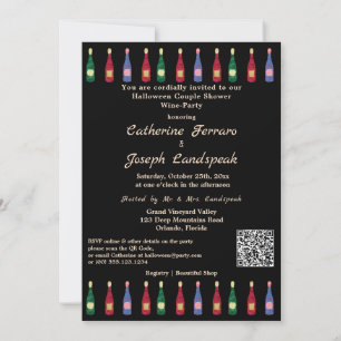 Invitación Calaveras de oro de Halloween Ducha WWW y QR Code
