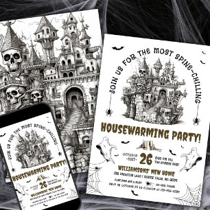 Invitación Calaveras embrujadas Fiesta de Calentamiento Domic