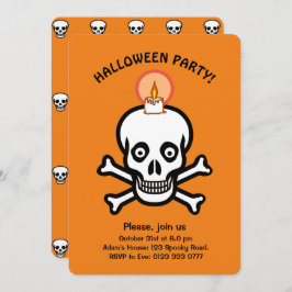 Invitación Calaveras espeluznantes de Halloween sobre la invi