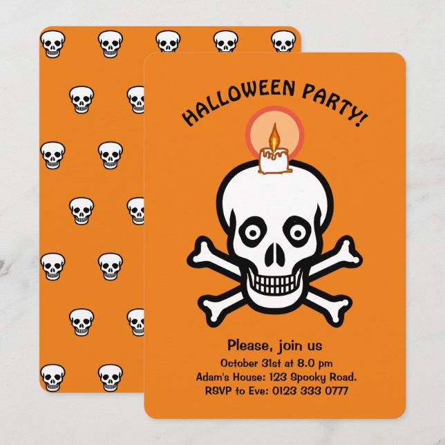Invitación Calaveras espeluznantes de Halloween sobre la invi (Anverso / Reverso)