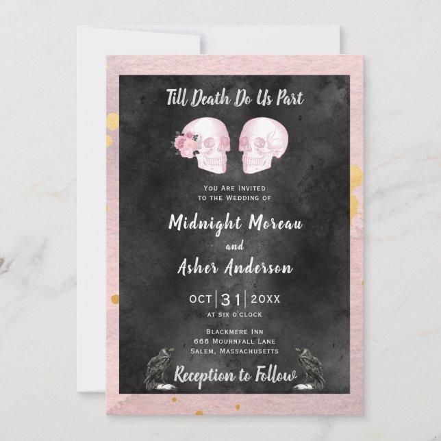 Invitación Calaveras Esqueleto Hasta que la Muerte nos Separe (Anverso)