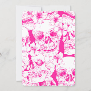 Invitación calaveras florales rosadas