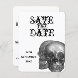 Invitación Calaveras góticas de boda Guardar la fecha