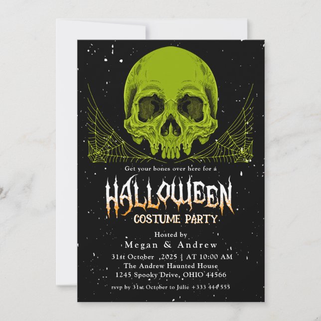 Invitación Calaveras góticas en Gorras Fiesta de disfraces de (Anverso)