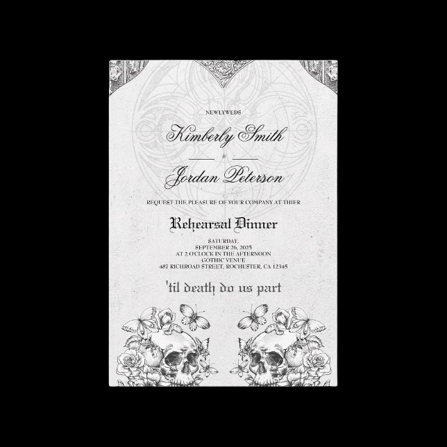 Invitación Calaveras góticas Moody Boda oscuro ensayo Cena (Subido por el creador)