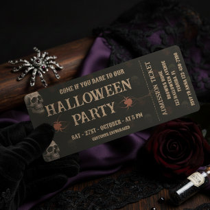 Invitación Calaveras góticas y ravens Dark Halloween Party Ti