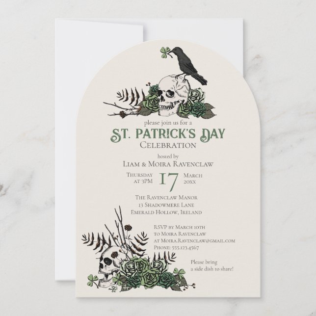 Invitación Calaveras góticas y vestidos para la celebración d (Anverso)
